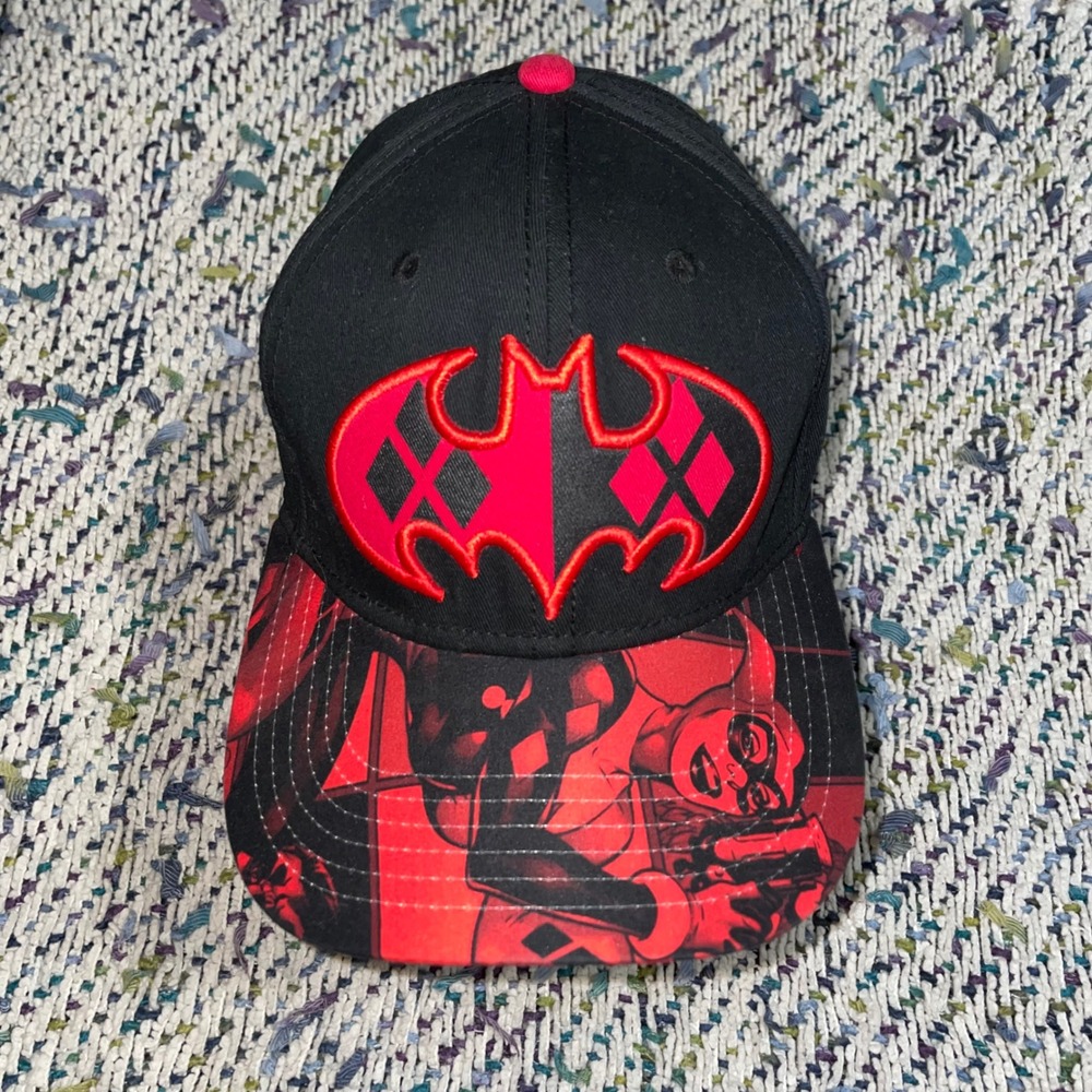DC Comics Batman Harley Quinn black red Logo Sublimation Print Bill Snapback cap